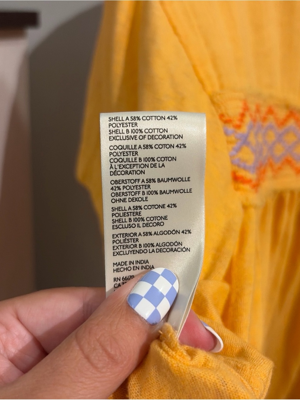 Embroidered Orange V-Neck Women’s Tunic Top - Picture 6 of 6